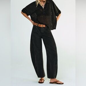 Free people We The Free good luck mid rise barrel jeans in sound wave